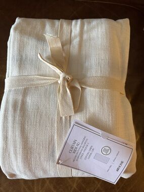 H&M Cream Textured Curtain Panel with Tie